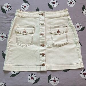 White Button-Front Skirt